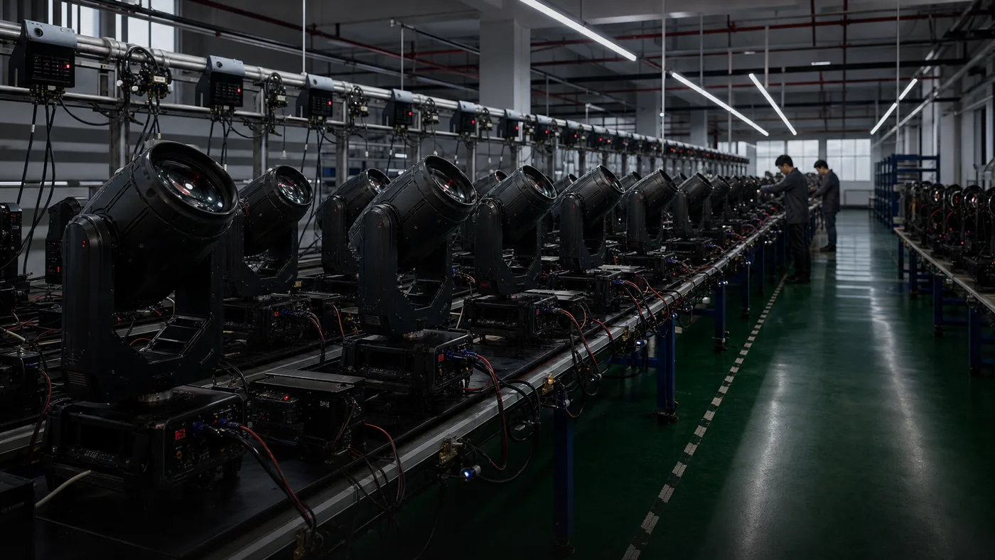 Factory fixture control testing for dimming movement color and signal response