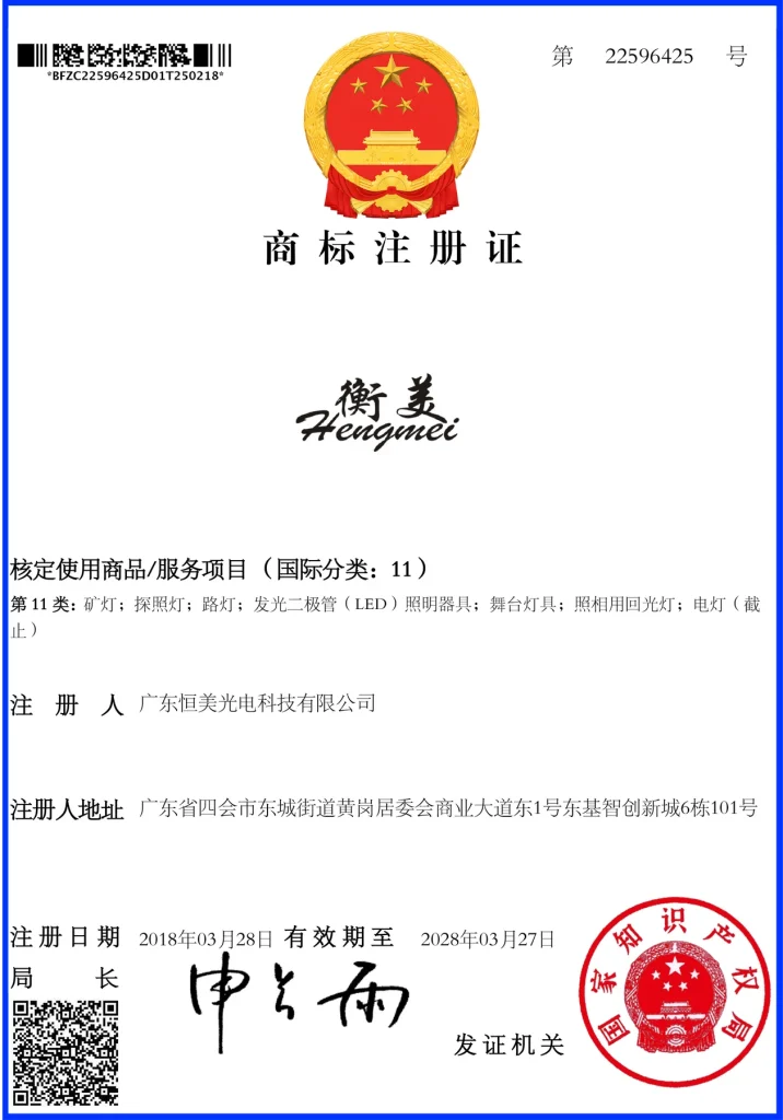 Trademark registration document